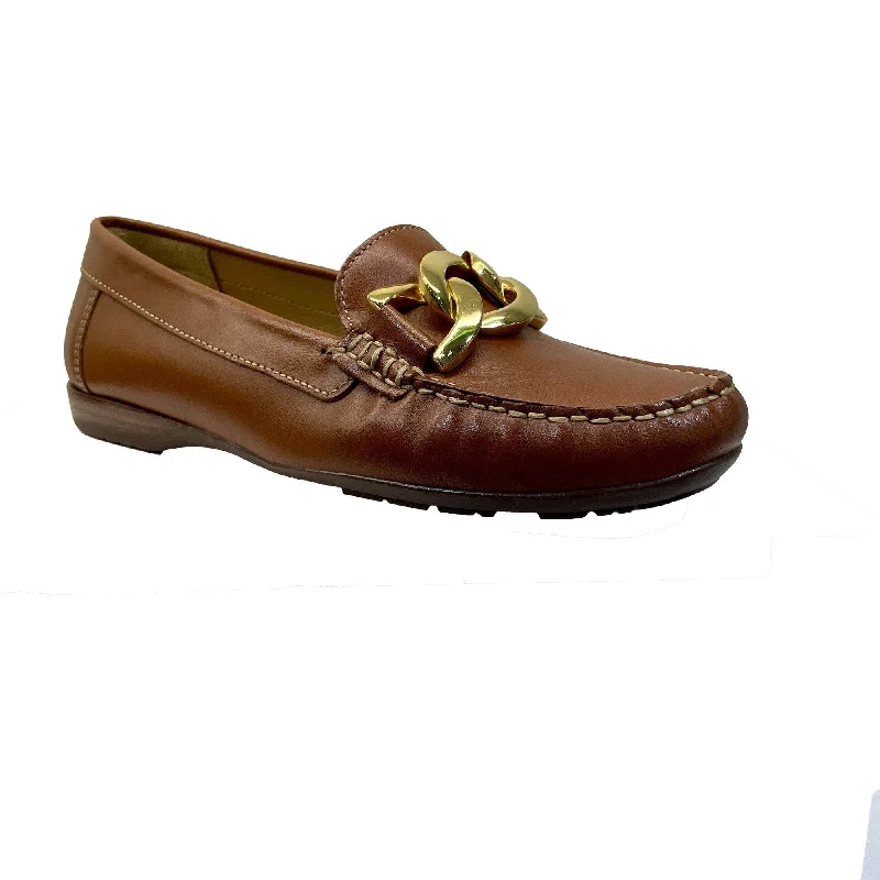 EYS Grace Ladies Cognac Leather Slip On Shoes