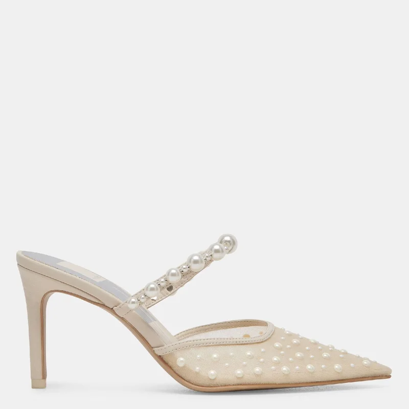 Katik Pearl Wide Heels Ivory Mesh