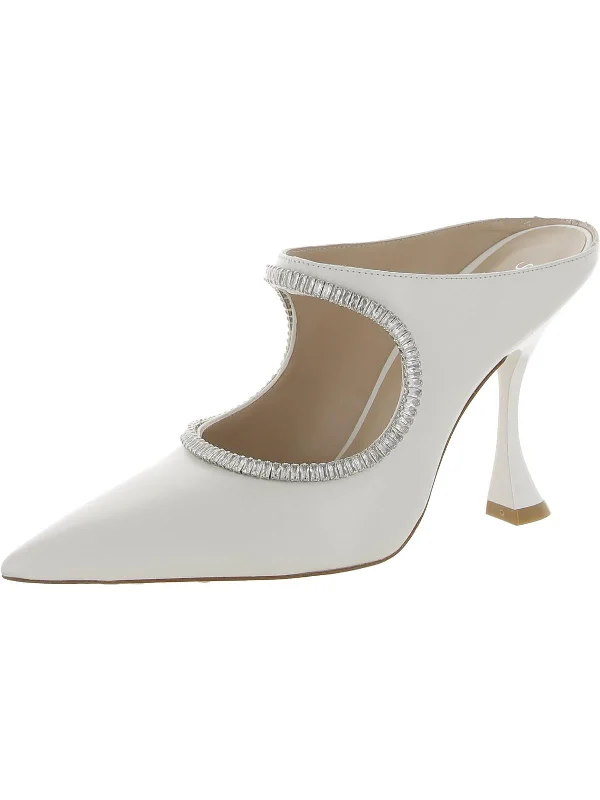 Xcrve Crystal Womens Leather Cut-Out Mules