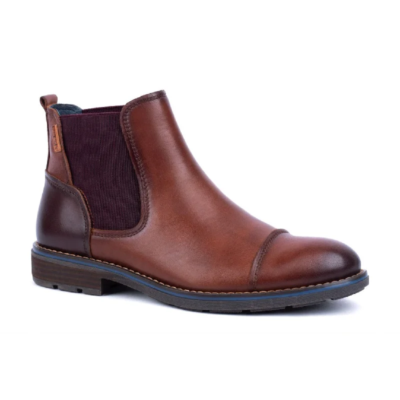 Ankle boots for travel-Pikolinos York M2M-8016 Mens Cuero Brown Leather Pull On Ankle Boots