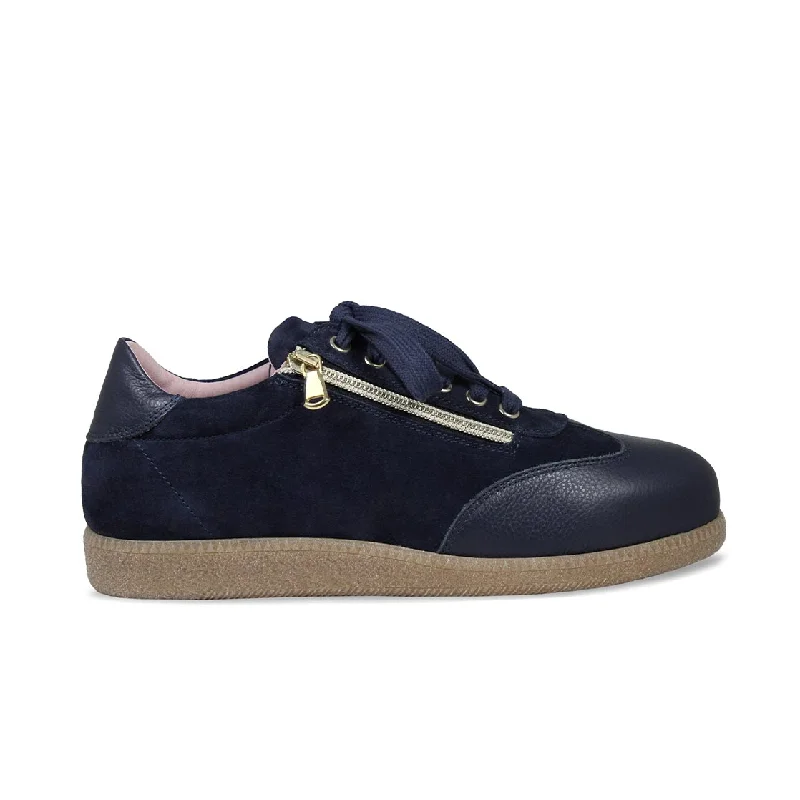 Pixie: Navy Leather & Suede