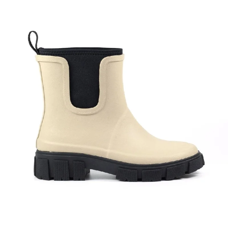 Lazy Dogs Lake Ladies Cream Waterproof Elasticated Wellies