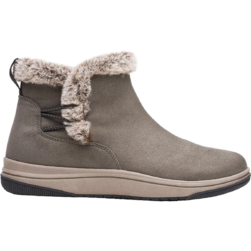 Booties with foot careWomen's Clarks Cloudsteppers Breeze Fur Dark Olive Fabric