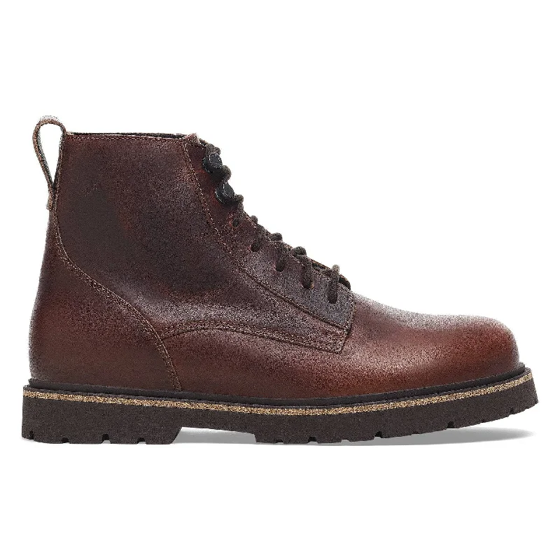 Ankle boots for overpronation-Birkenstock Highwood  lace Mid Mens Chocolate Brown Leather Lace Up Ankle Boots