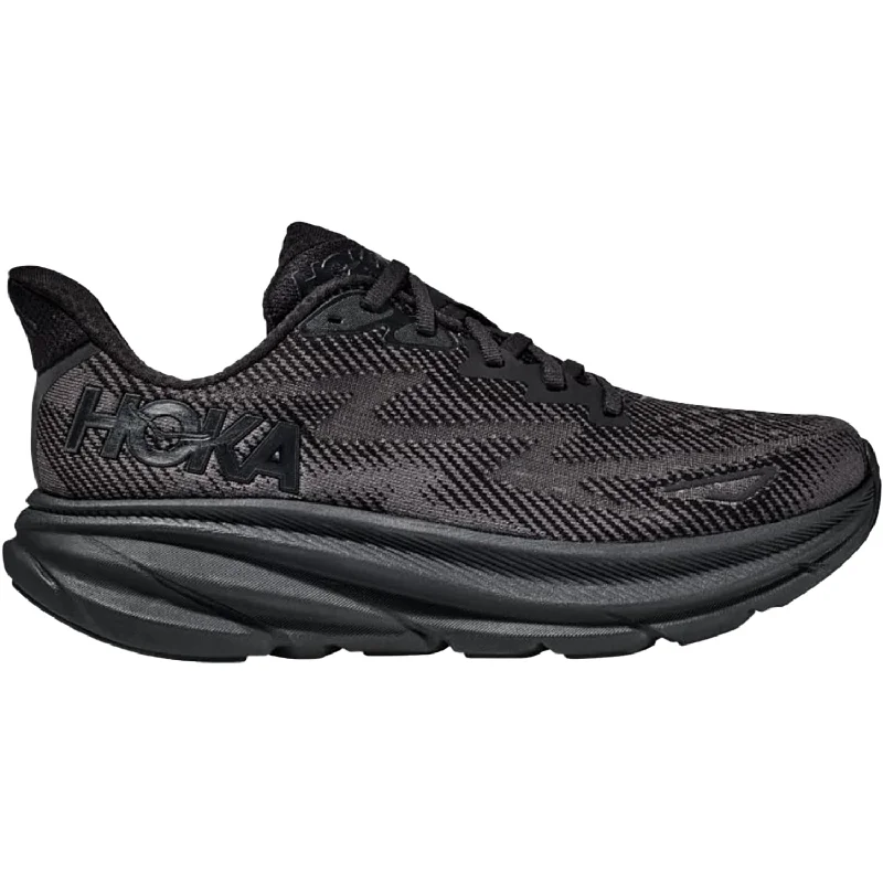 Athletic shoes with matte midsoles-Women's Hoka Clifton 9 Black/Black Mesh