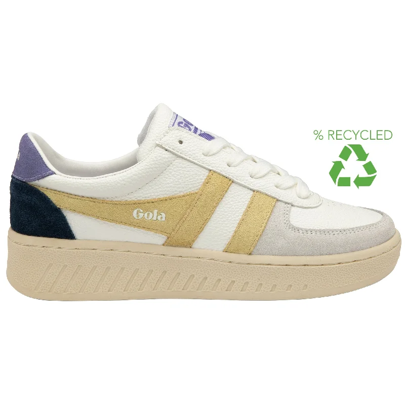 Gola Grandslam Trident Ladies White/Lemon/Lavender Lace Up Trainers