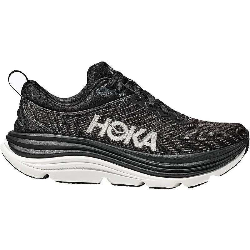 Athletic shoes with custom colors-Women's Hoka Gaviota 5 Black/White Mesh