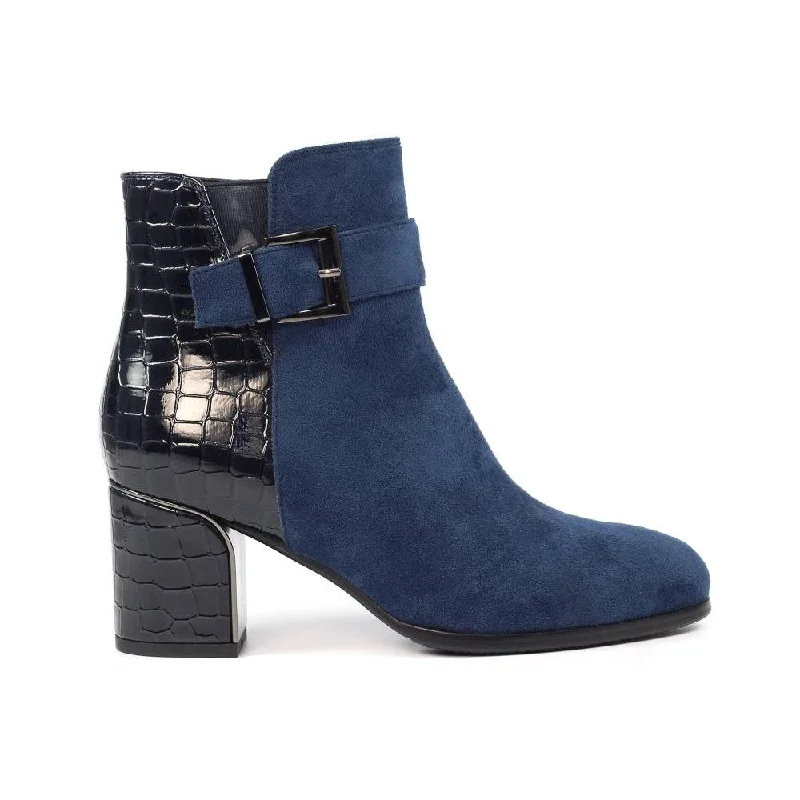 Ankle boots for babysitting-Lunar GLC824 Tawny Ladies Navy Side Zip Ankle Boots