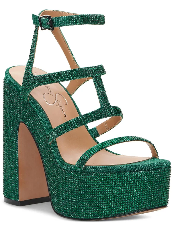 Heeled sandals with cosmic vibeMeitini Womens Rhinestone Strappy Block Heels