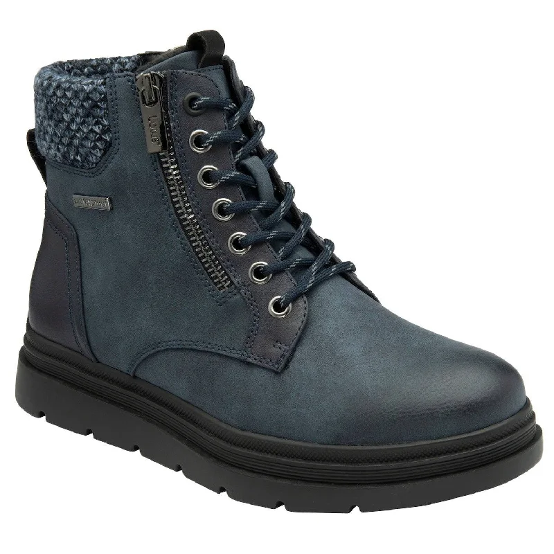 Ankle boots for hangouts-Lotus Saundra Ladies Blue Waterproof Zip & Lace Ankle Boots