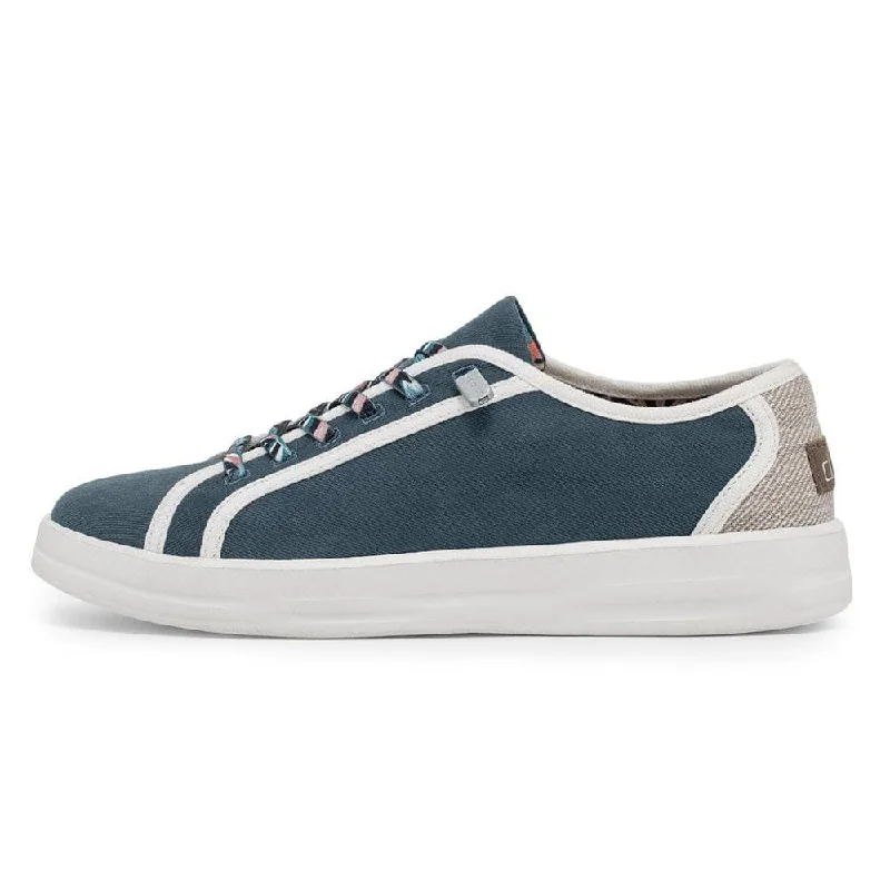 Dude Karina Ladies Joy Navy Textile Elasticated Shoes