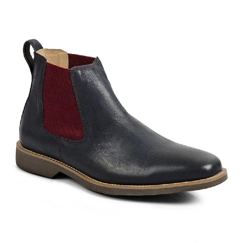 Ankle boots for dates-Anatomic Cardoso Mens Navy Leather Pull On Ankle Boots