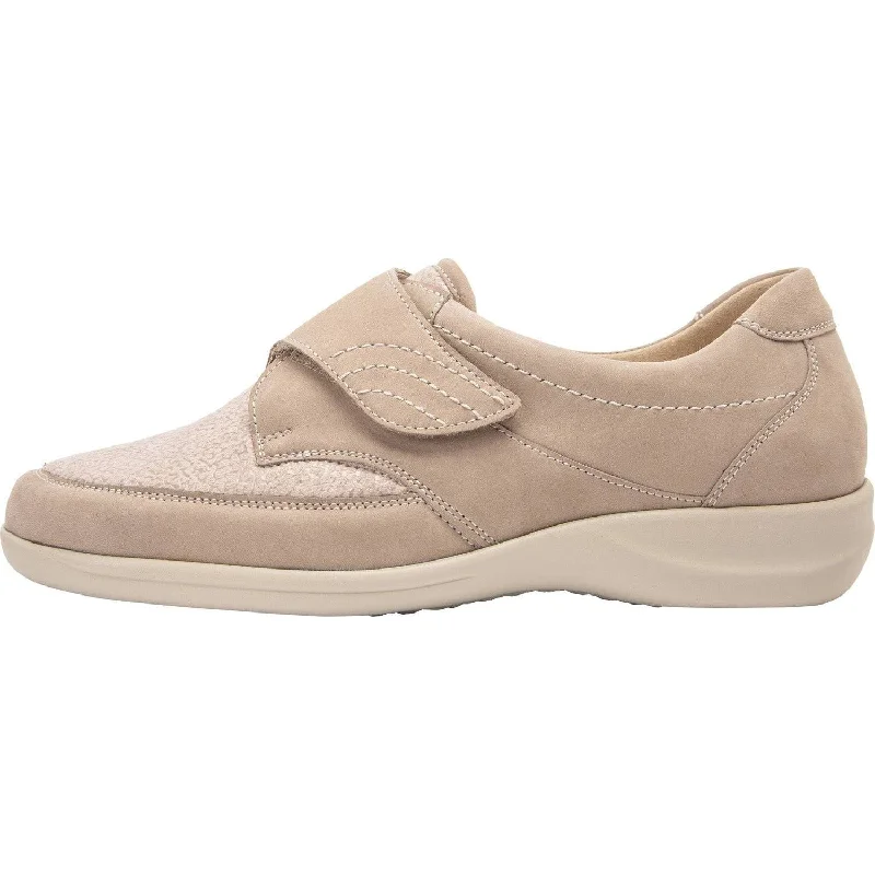 Waldlaufer M54306 275 094 Millu-S Ladies Beige Nubuck & Textile Arch Support Touch Fastening Shoes