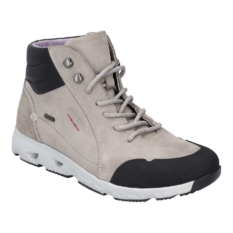 Ankle boots for snowy paths-Josef Seibel Noih 53 Ladies Light Grey Leather Waterproof Lace Up Ankle Boots