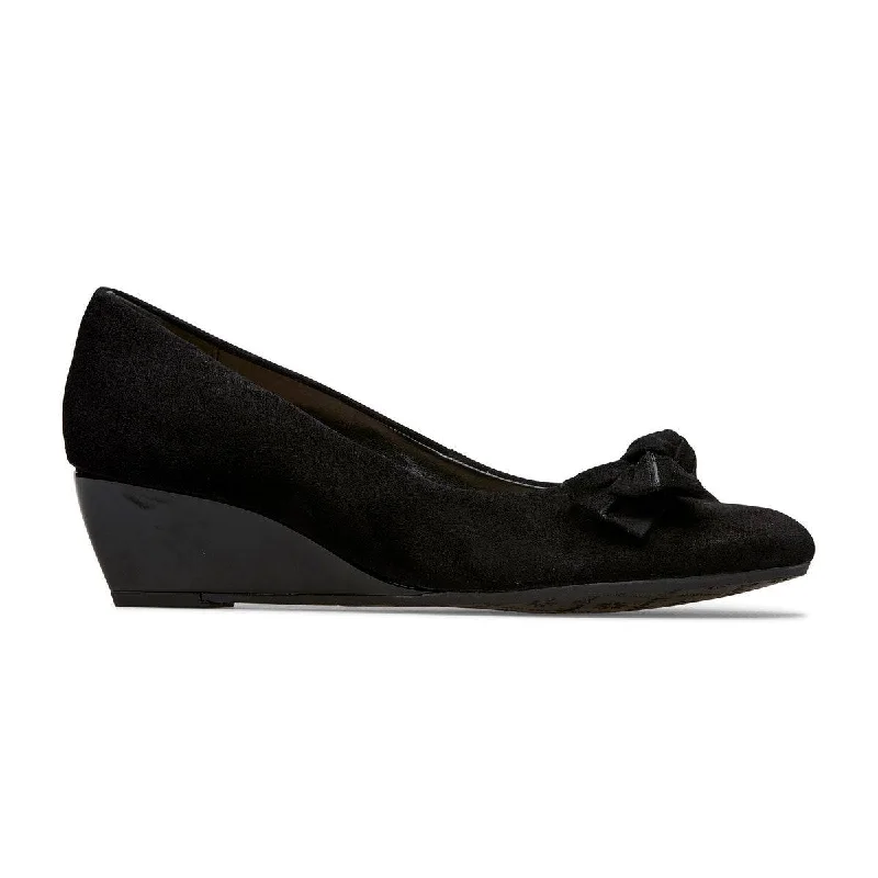 Van Dal Bourne Black Suede Leather Wedge Shoes