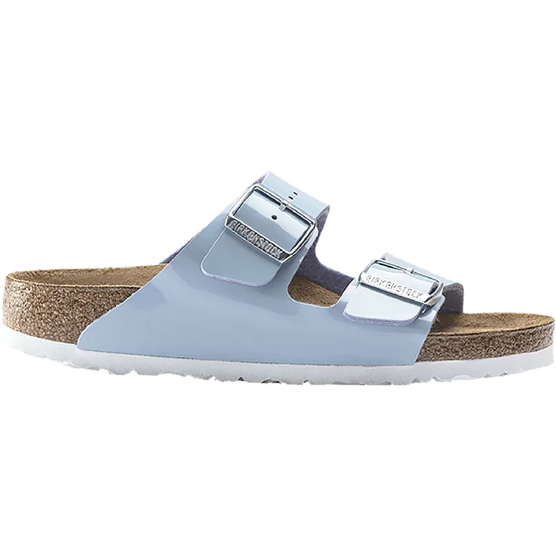 Sandals with bear print-Women's Birkenstock Arizona Dove Blue Patent Birko-Flor