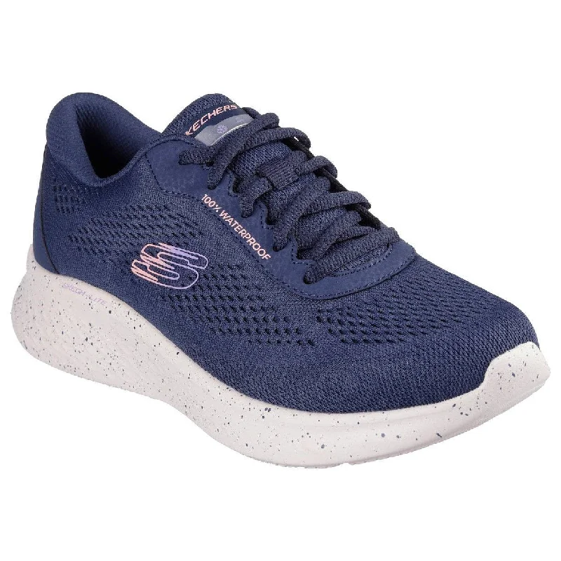 Skechers 150198 Skech-Lite Pro-Throu Ladies Navy Textile Waterproof Vegan Lace Up Trainers