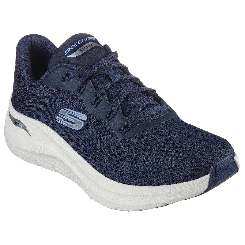 Skechers 150051 Arch Fit 2.0 - Big League Ladies Navy Textile Vegan Arch Support Lace Up Trainers