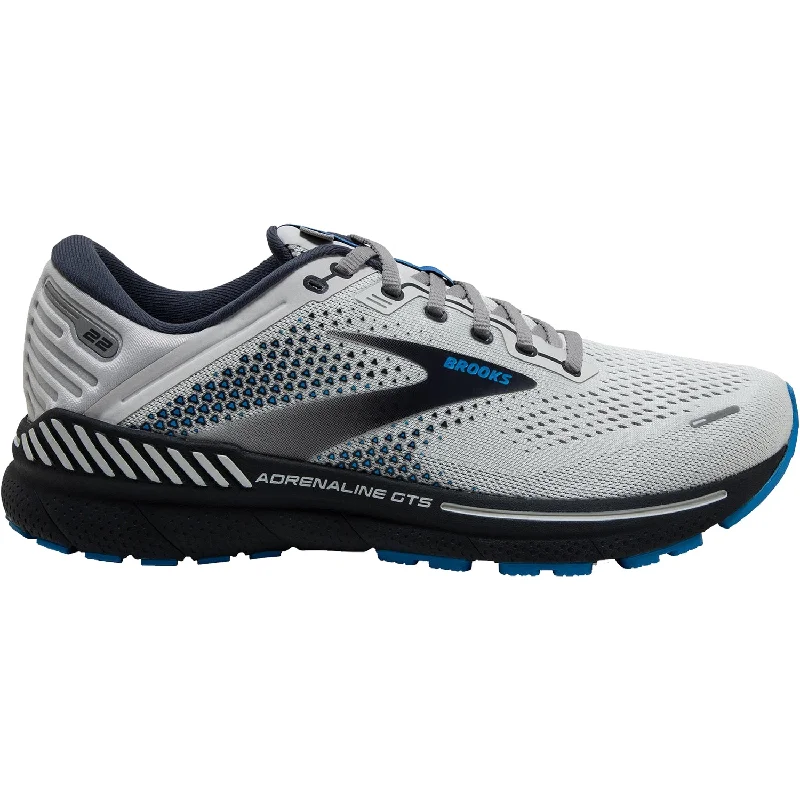 Athletic shoes with glossy heels-Men's Brooks Adrenaline GTS 22 Oyster/India Ink/Blue Mesh