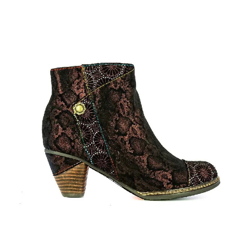 Ankle boots for urban walks-Laura Vita Alcizeeo 162 Ladies Wine Leather Heeled Ankle Boot