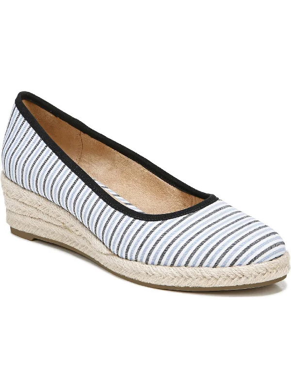 Heeled sandals with sci-fi flairWomens Striped Espadrille Wedge Heels