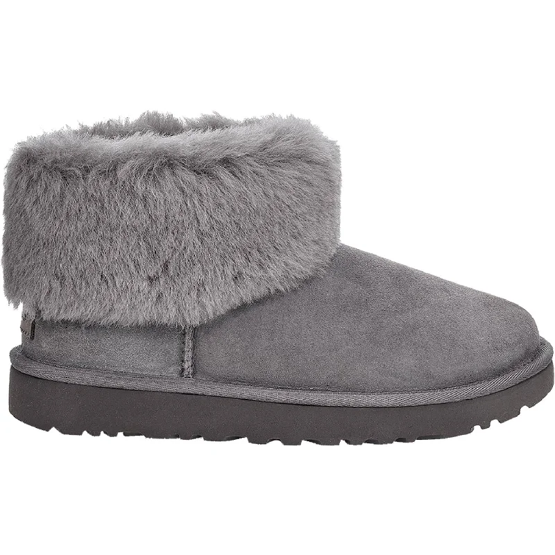 Booties with trendy designsWomen's UGG Classic Mini Fluff Charcoal Sheepskin