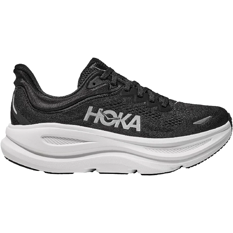 Athletic shoes with reflective soles-Men's HOKA Bondi 9 Black/White Mesh