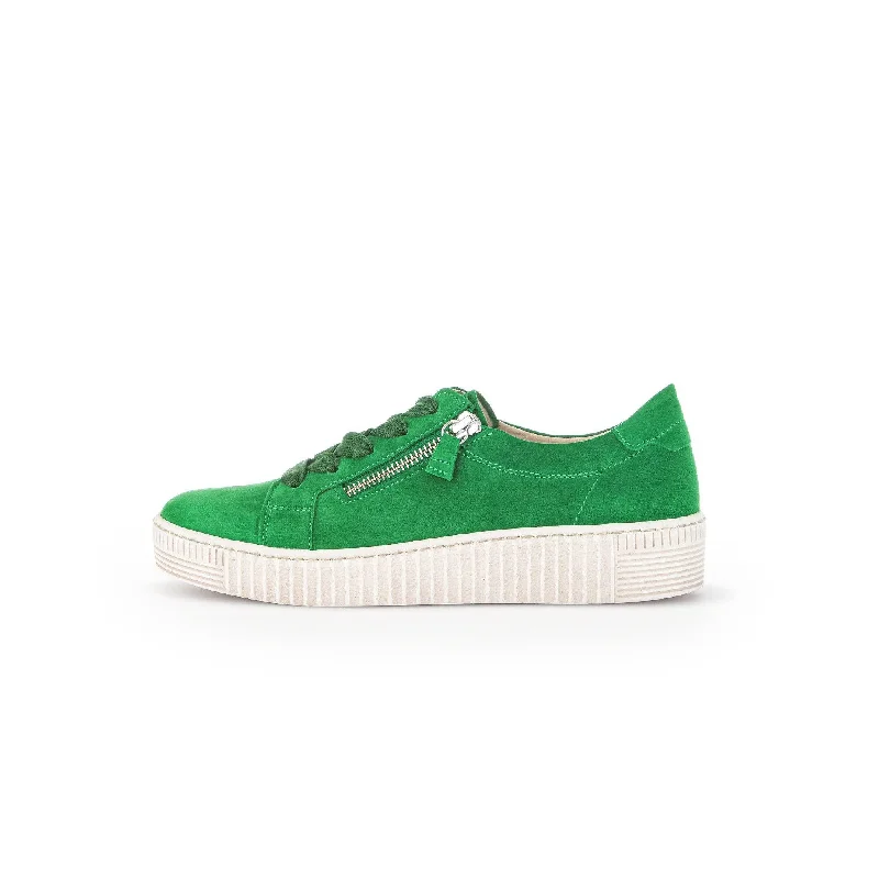 Gabor 43.334.19 Wisdom Ladies Green Suede Lace Up Trainers