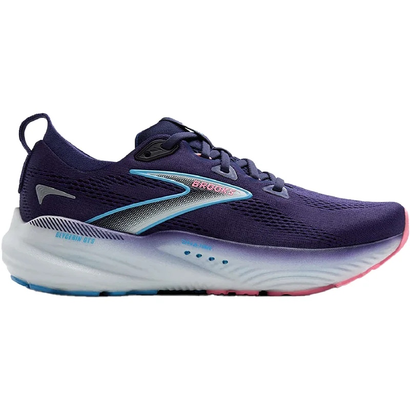 Athletic shoes with tough heels-Women's Brooks Glycerin GTS 22 Blue Ribbon/Peacoat/Dianthus Mesh