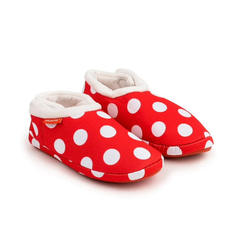 Slippers with evening unwindArchline Orthotic Slippers Closed – Red with White Polkadots