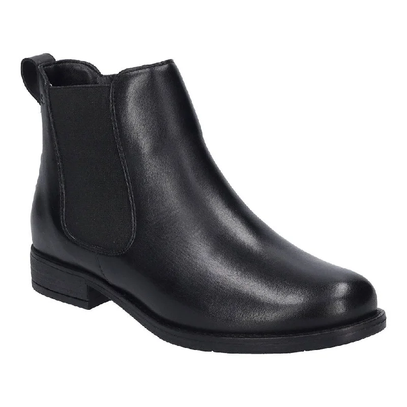 Ankle boots for pet grooming-Josef Seibel Simona 03 Ladies Black Leather Arch Support Side Zip Ankle Boots