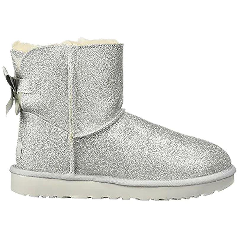 Booties for cold weatherWomen's UGG Mini Bailey Bow Sparkle Silver Textile