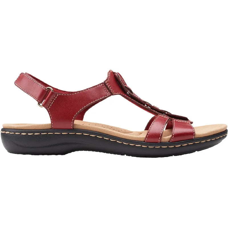 Sandals with deep grip-Women's Clarks Laurieann Kay Red Leather