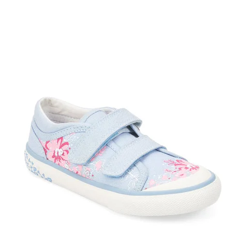 Start-Rite Flower 6175_2 Girls Pale Blue Glitter Floral Canvas Shoes