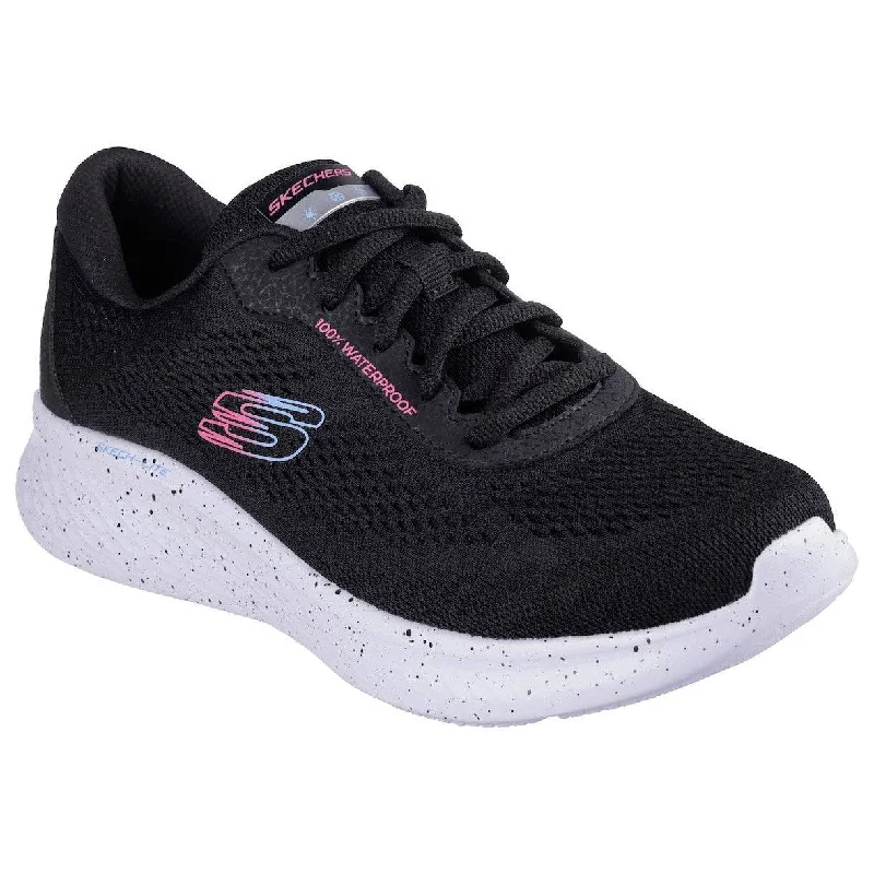 Skechers 150198 Skech-Lite Pro-Throu Ladies Black Textile Waterproof Vegan Lace Up Trainers