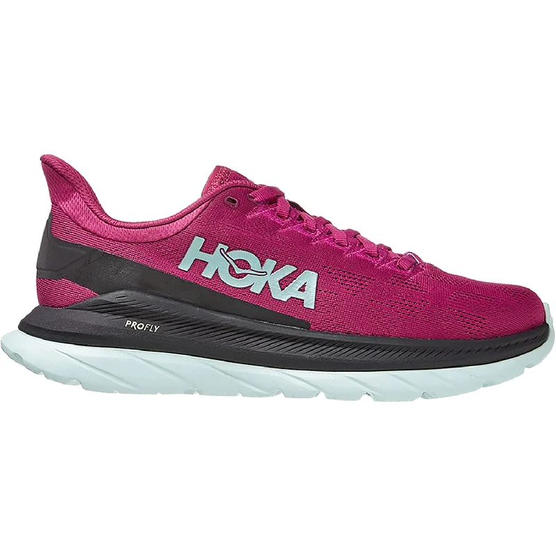 Athletic shoes for evening jogs-Women's Hoka One One Mach 4 Festival Fuchsia/Black Mesh