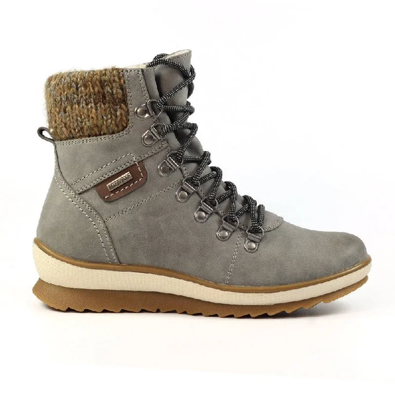 Ankle boots for high arches-Lunar GLB150 Sycamore Ladies Grey Waterproof Zip & Lace Ankle Boots