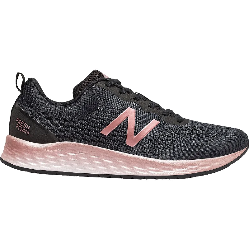 Athletic shoes with rugged soles-Women's New Balance WARISPL3 Fresh Foam Arishi Black/Pink Knit Mesh