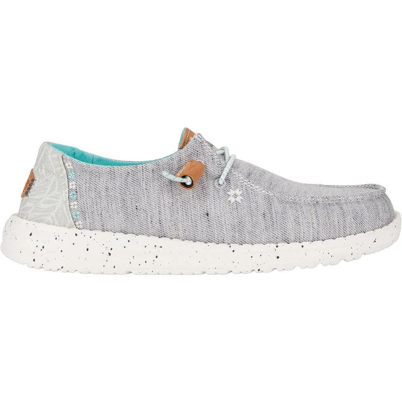 Dude Wendy Heathered Slub Tropical Ladies Grey Textile Slip On Shoes