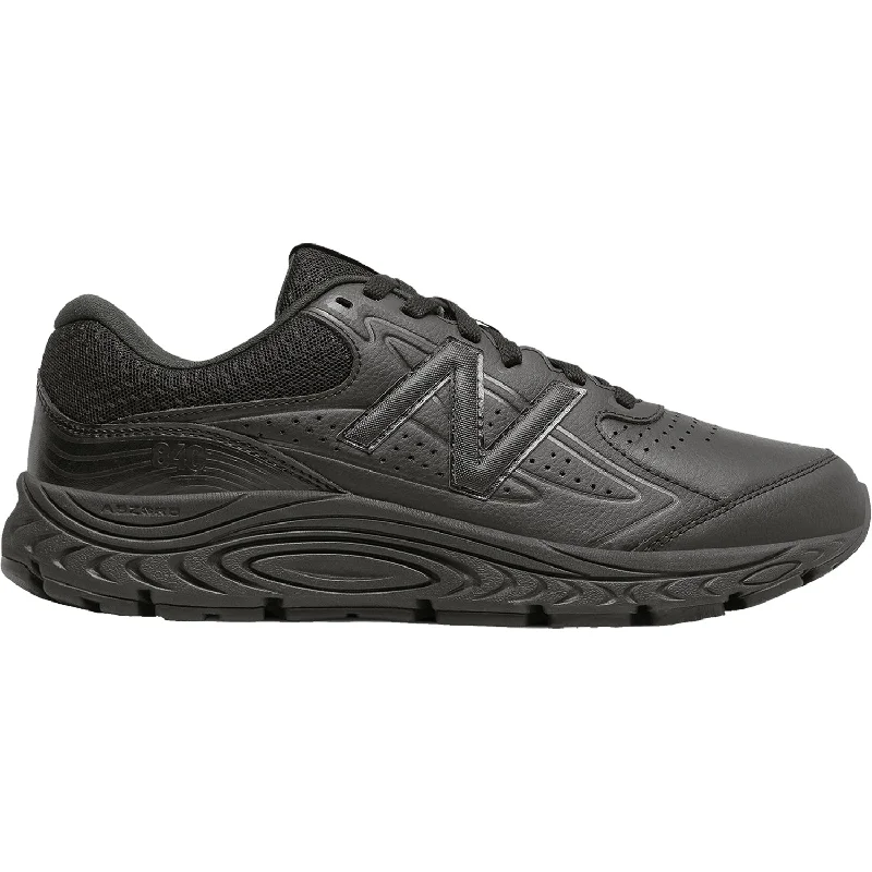 Athletic shoes with textured heels-Men's New Balance MW840BK3 Black Leather