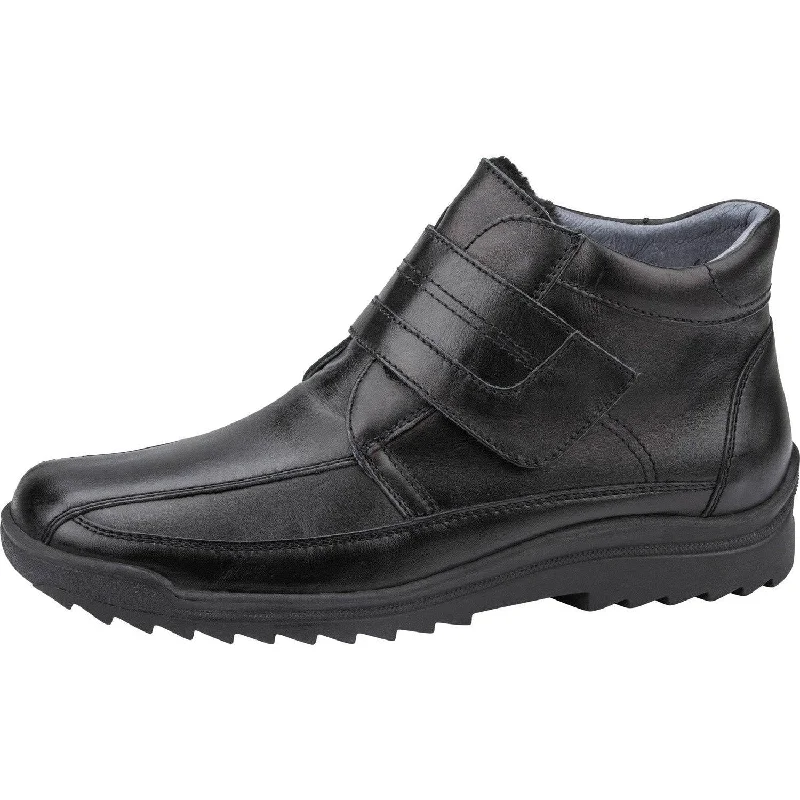 Ankle boots durable material-Waldlaufer 613901 174 001 - Kai Mens Wide Black Leather Arch Support Touch Fastening Ankle Boots