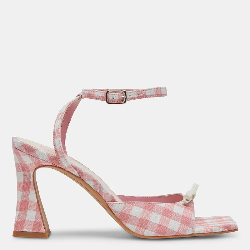 Heeled sandals with timeless designLoise Heels White Pink Gingham