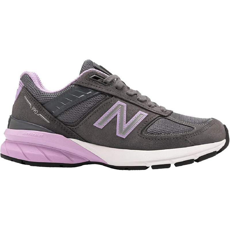 Athletic shoes for sweaty runs-Women's New Balance W990DV5 Lead/Dark Violet Glo Suede/Mesh