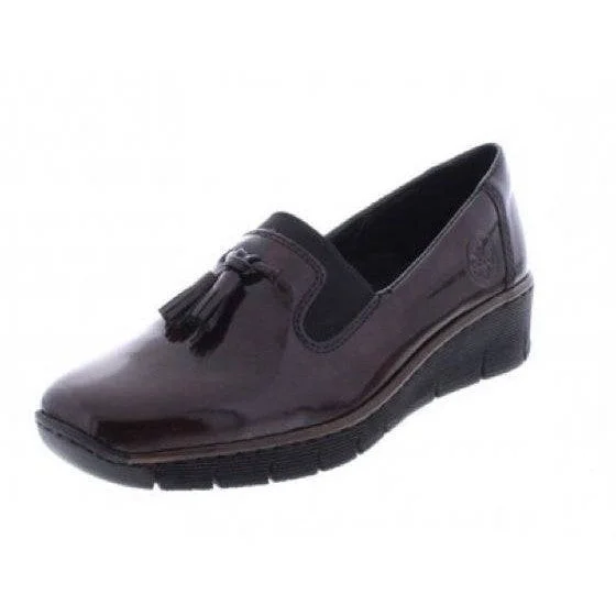 Rieker 53751-35 Burgundy Patent Slip on Shoe