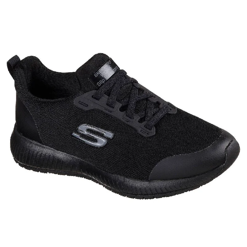 Skechers 77222EC Sqaud Sr Black Elasticated Ladies Slip On Work Trainers