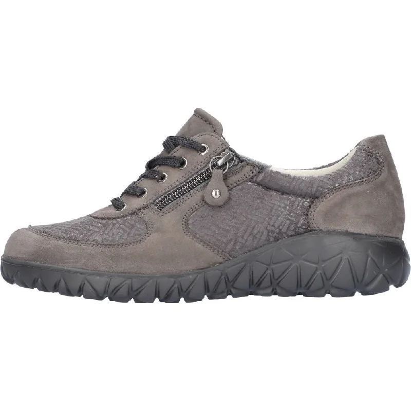 Waldlaufer H89001 227 052 - Havy Soft Ladies Wide Carbon Nubuck Arch Support Zip & Lace Shoes