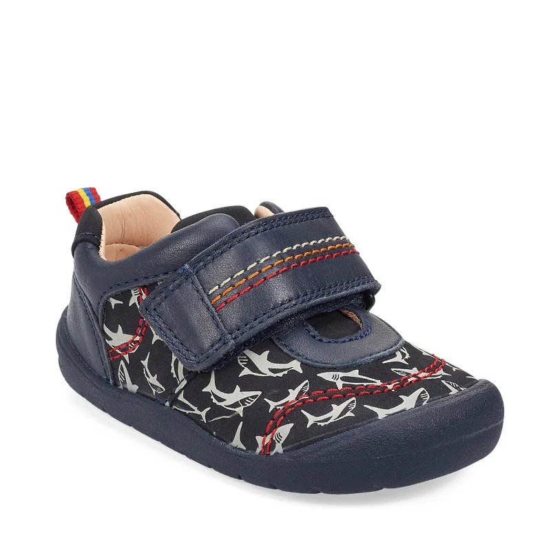 Start-Rite Jaws 0782_9 Boys Navy Nubuck Shark Print First Shoes