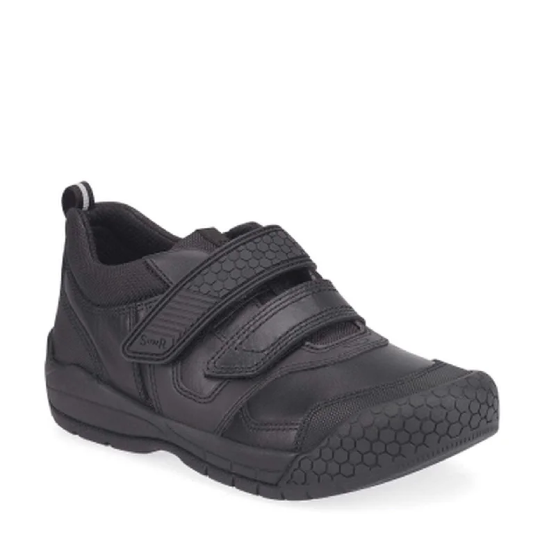 Start-Rite Strike 2793-7 Boys Black Leather Rip Tape Shoes