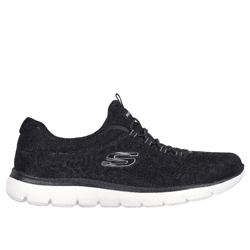 Skechers 150111 Summits-Sparkling Spots Ladies Black Textile Vegan Slip On Trainers