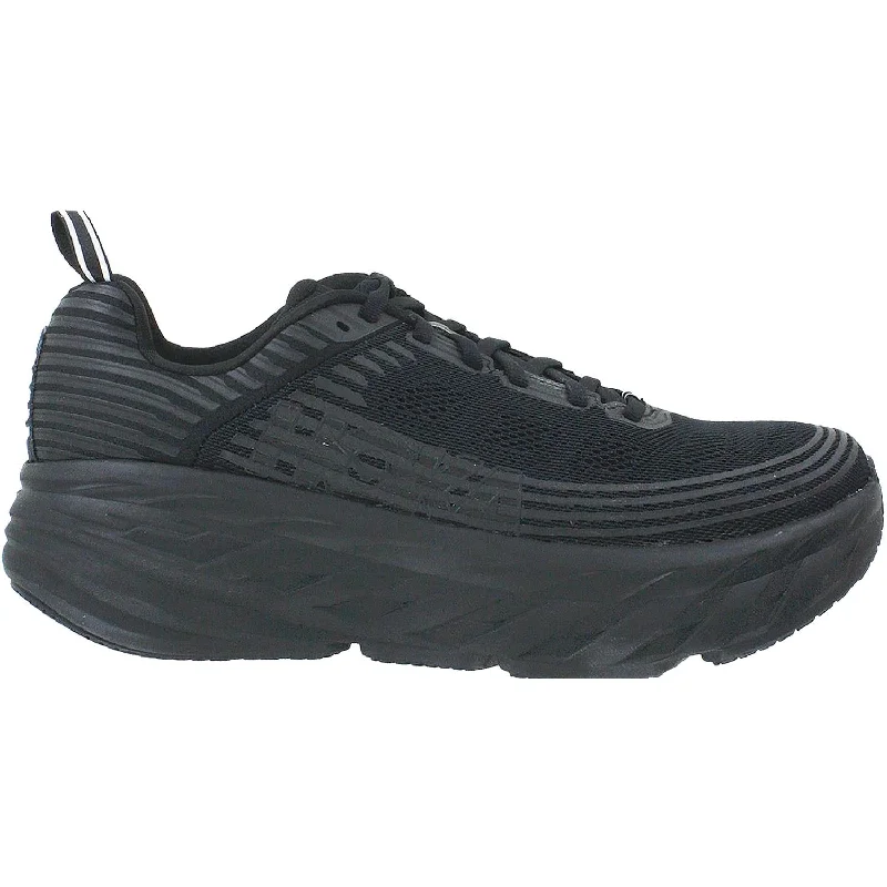 Athletic shoes with firm heels-Men's Hoka One One Bondi 6 Black/Black Mesh